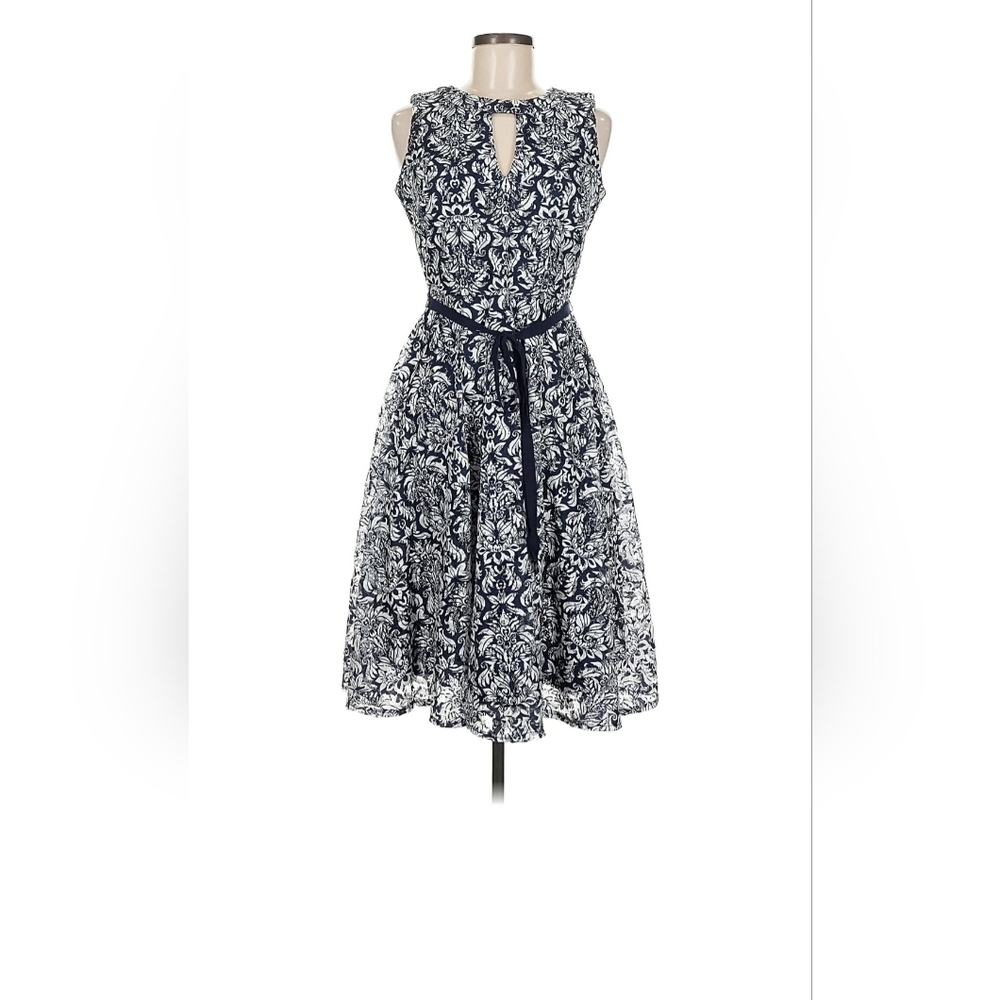 Elegant Black and White Danny And Nicole Floral Dress, Size 6